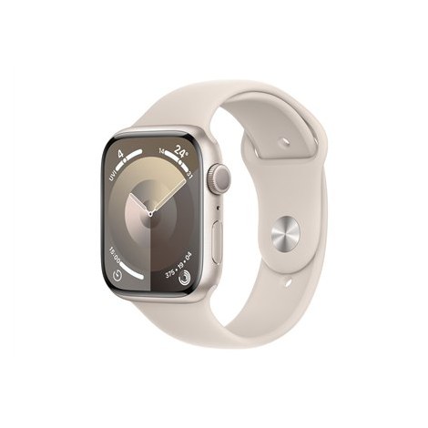 Apple Series 9 (GPS) Inteligentny zegarek Wykonany w 100% z aluminium pochodzącego z recyklingu Starlight 45 mm Odbiornik Apple
